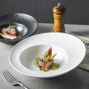Elegant Ceramic Deep Dish Salad Plate French Style Pasta Soup Plate Hotel Restaurant Tableware Luxury Aesthetic Dish Arrangement