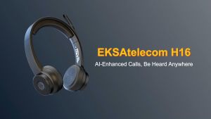 EKSA - H16 Bluetooth 5.2 Headsets PC Wireless Headphones with Mic ENC Call Noise Cancelling 35H Talk Time with USB Dongle for Office/Call Center