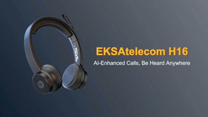 EKSA H16 Bluetooth Headsets, PC Wireless Headphones with Mic, ENC  Call Noise Cancelling, 35H Talk Time, with USB Dongle for Office/Call Center