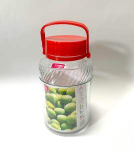 Toples kaca bulat arak obat herbal tutup plastik dengan tentengan