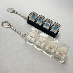 Relaxing DIY Keyboard Fidget Keychain Keys Button Keycap Clicker Toy with Light 4Keys Pinch Toy Adult