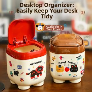 Mini Covered Desktop Trash Can