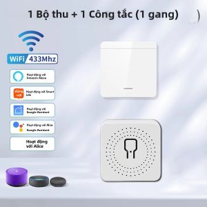 Công Tắc Thông Minh WiFi Tuya 433MHz Bộ Thu Điều Khiển Rơle Gắn Tường Không Dây Tương Thích Với Ứng Dụng Smart Life Alexa Google Home Cho Nhà Thông Minh Tự Động Hóa