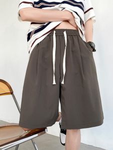 Mens Summer Ice Silk Beach Pants Loose Comfortable Casual Shorts Five-Quarter Quick Dry Large Briefs Fashionable Youthwear