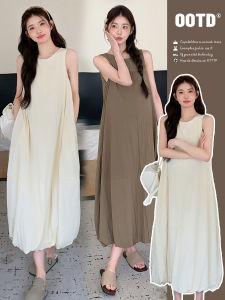 Summer Maternity Dress French Style Gentle Bloom Long Sleeveless Vest Dress for Pregnant Women Daily Wear Polyester Material