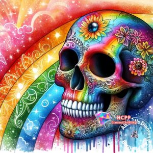 BILIBILI | Loving Skull Diamond Painting Kit Square Round Diamond 5D DIY Skull Flower Mosaic Handmade Art Unique Exquisite Gift Home Decor