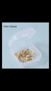 *12Pcs/Set Surgical Steel Silver Color Gold Plated Black Rainbow Ear Nose Eyebrow Labret Basic Piercing Jewelry Set 8mm