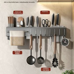 Wall Mounted Kitchen Storage Rack Multi-functional Chopstick Holder and Knife Rack