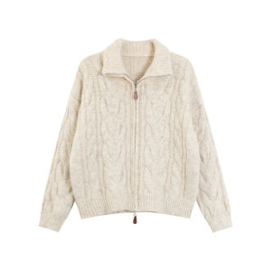 YUEZHONGWEI | Turtleneck Zipper Thickened Lazy Style Autumn and Winter New Sweater Cardigan