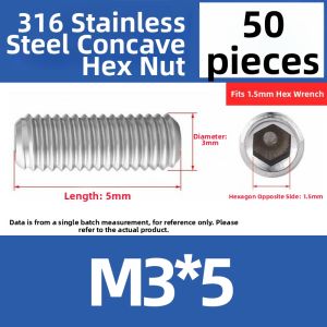 OPPU | Concave 316 Stainless Steel Hexagon Set Screws