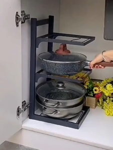 Kitchen Organizer Rack Adjustable Pot Cabinet Rack Holder Multi-layer Home Frying Pan Holder Pot Bowl Storage Racks