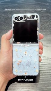RINGKE® FUSION DESIGN Samsung Galaxy Z Flip 7 FE/ Flip 6 Clear Hard Back with Floral Design Shockproof TPU Bumper Phone Cover Case