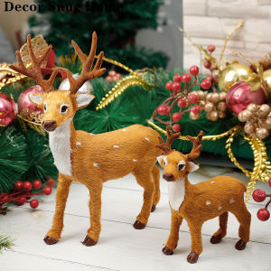 【Free Shipping】Christmas Deer Plush Reindeer Furry Deer for Home Christmas Ornament Happy New Year Decoration Gift Xmas Decor for Home