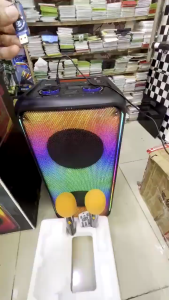 Brodu BTS-1908 Dual 8 Inches IKARAOKE BOX RGB Light Professional System Bluetooh Speaker With Dual Wireless Microphone