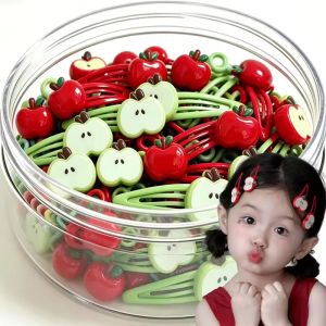 10Pcs Woman Headwear Barrette Fashion Red Apple Hairpins Girls Plastic Green Apple Hair Clip Hair Accessories