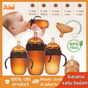 Aimi Silikon Nano Botol Bayi Susu Dengan Jerami Dot Bayi Botol Dengan Handle Milk Botol Feeding Bottle 150ml/250ml