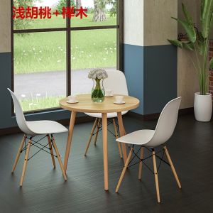 Modern round Simple Dining Table Casual Reception Table Coffee Shop Meeting Table Small round Table Real Wood Dining Table