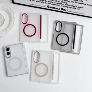 szhaiyu | For Samsung Galaxy Z Fold 8 Ultra Fold 8 7 6 5 Frosted Magnetic Ring Shockproof Semi-Transparent Slim Protective Cover Case