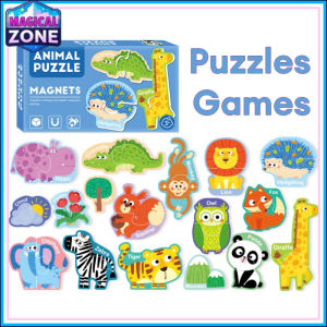 Magnetic puzzles Games Refrigerator Stickers Cartoon Letters Numbers Animal Vehicle Cognitive Matching Puzzle Educational Toys