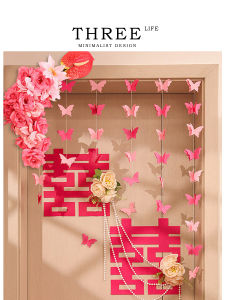 Tlife Wedding Decor Butterfly Pull String Flower Garland Couple Name Stickers Room Decoration Festive Celebration Supplies