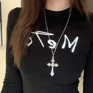 Dây chuyền thập giá cá tính thánh giá bạc chạm khắc Vòng cổ quà tặng cho nam giới và phụ nữ