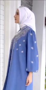 Najah Fashion Desayu Dress Bahan Cringkel Airflow Mix Bordir Cantik Gamis Lebaran 2025  Kekinian Tersedia Ukuran MLXL DAN XXL