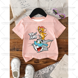 Hot Toys | TOM&JERRY Cartoon Pattern Printed Cotton Imitation Childrens Cute Casual Top Fashion Street T-shirt Summer Adult T-shirt