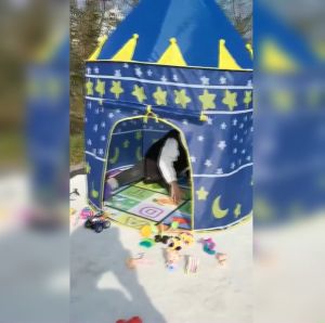 (BL)    ZH-117 Children Play Tent Boys Blue Castle and Pink Blue Castle Playhouse Tents for Indoor/Outdoor Use