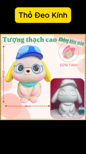 Tượng thạch cao BÉ THỎ ĐỘI MŨ M50 (Không kèm màu) Bé Tô Màu Tô Tượng trò chơi trẻ em