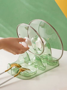 Multi-Functional Kitchen Pot Lid Holder Double Layered Creative Storage Rack for Cutting Boards Spatulas Souppoons Chopsticks