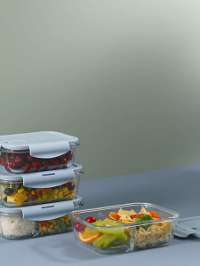Glass Lunch Box Sealed Leak Proof Microwave Safe Lunch Bento Box With Lid 2 Dividers Food Keeper Crisper For Kids