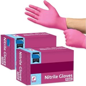 20/100PCS Pink Disposable Nitrile Gloves Beauty Gloves for Tattoo Salon Esthetician Kitchen Household Cleaning Gloves Latex Free