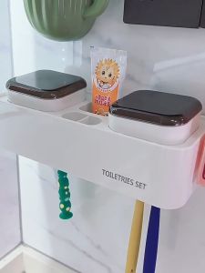 Rak Tempat Penyimpanan Sikat Gigi Odol Tempel Dinding Kamar Mandi Tooth Brush Organizer 2 Cup