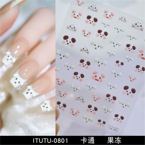 Cute Cartoon Puppies Piglets Pink Ears Doggies Nail Stickers 3D Relief New 2025 Fashionable French Style Beauty Tools