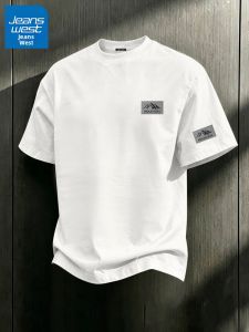 Jeanswest | Áo Thun Nam Tay Ngắn Cotton 100% Form Rộng Trắng