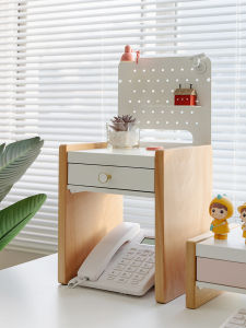 MOZI Office Desk Phone Stand Desktop Solid Wood Drawer Style Workstation Organizer Box A4 Document Storage Rack Rectangular Shape