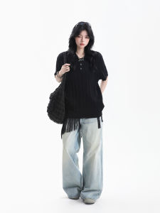 zuocisankon | Summer Youthful Henley Neck Ribbed T-shirt