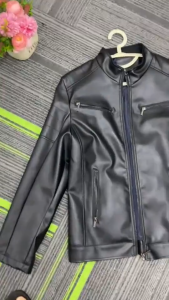 Men Stand Collar PU Leather Motorcycle Jacket Slim Short Retro Riding Zipper Coat 2 Colors Black & Brown Casual Daily Outerwear