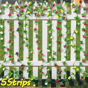 230Cm Lụa hoa hồng giả Cây Nho Treo Hoa Mây Cho Tường Trang Trí Nội Thất Đám Cưới lễ tắm trẻ Valentine Của Ngày Vườn Vòm Hoa Hồng Cây Nho