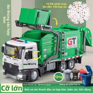 Xe Tải Rác Hợp Kim Lớn Đồ Chơi Sắp Xếp Rác cho Bé Trai