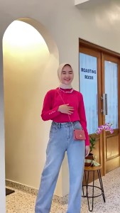 Sasa Button Sweater Dippew Atasan Wanita Hijab Lengan Panjang Kancing Polos Kasual L003 Baju Wanita Terbaru