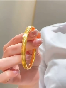 🇲🇾Selangor Ready Stock Emas Korea 24K Bangle Mata Kucing Gelang Tangan Perempuan Sadur Gold Plated Size 62 Wanita Gift