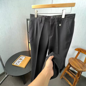 Black Straight Leg Bamboo Fiber Casual Pants Mens Summer Thin Business Casual Trousers Anti-Wrinkle Fashion Urban Style