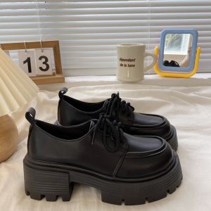 Retro Thick Heel mid Heel Shoes with Small Leather Shoes Womens Spring New England Style Match Skirts Mary Janes Shoes