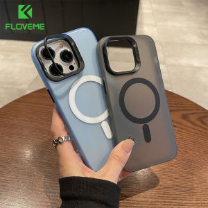 FLOVEME Invisible Camera Lens Bracket Stand Frosted Phone Case For iphone 15 14 13 12 Pro Max 15 14 Plus Magsafe Wireless Charging Slim Matte Skin Feeling Hard PC Anti-fall Shockproof Back Cover For iphone 15 14 13 12 11