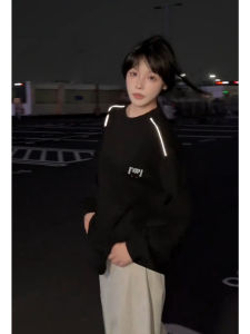 เสื้อยืดคอกลมแขนยาวทรงหลวมสำหรับผู้ชาย ทรงหลวม ระบายอากาศได้ดี ทนทาน ปกติ ฤดูใบไม้ผลิและฤดูใบไม้ร่วง เสื้อยืดคอกลม