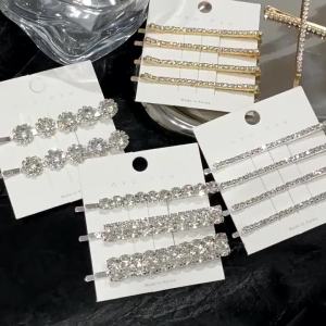 Bling Crystal Hair Clips Set Rhinestone Flowers Barrettes Side Pin Sweet Elegant Bobby Pins Hairpin Women Hair Accessories