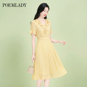 POEMLADY | Youthful Ruffle Hem Short Sleeve Chiffon Dress Summer