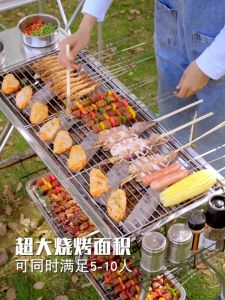 Stainless Steel Barbecue BBQ Grill Portable Folding Home or Outdoor Camping Picnic Charcoal Grill Roast Meat For 8-15 People