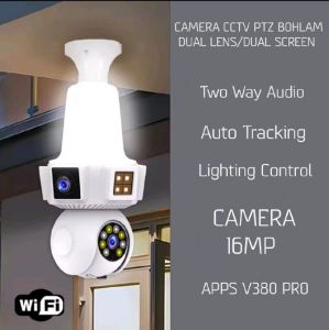 IP CAMERA CCTV WIFI BOHLAM LAMPU V380 PRO KAMERA DUA LENSA
